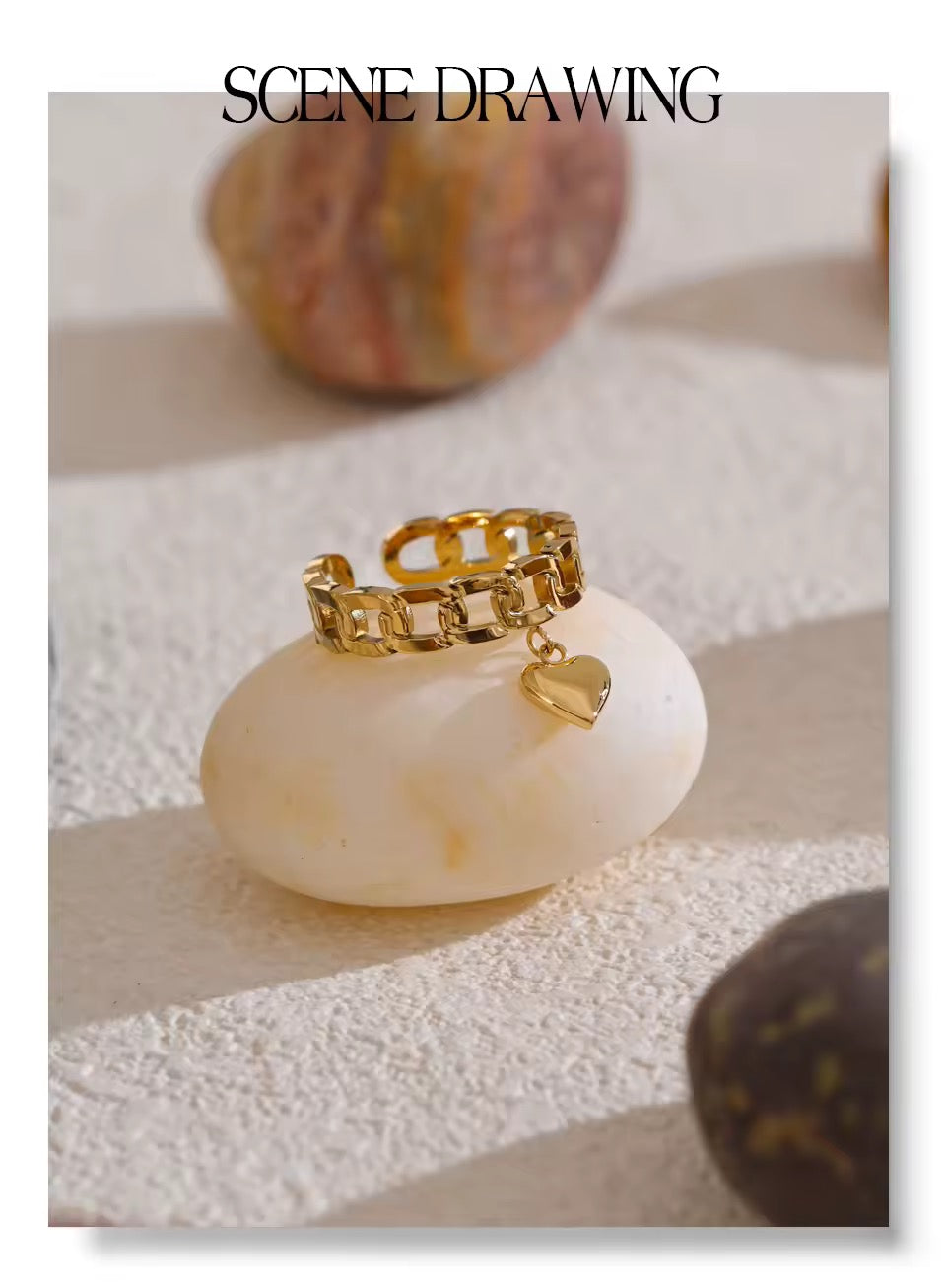 Heart Golden Adjustable Ring