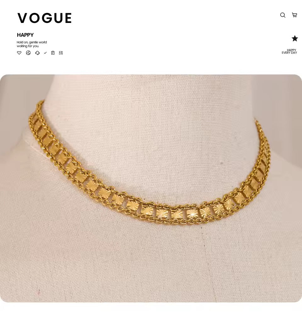 Square Handmade Chain Necklace Bracelet Bangle set